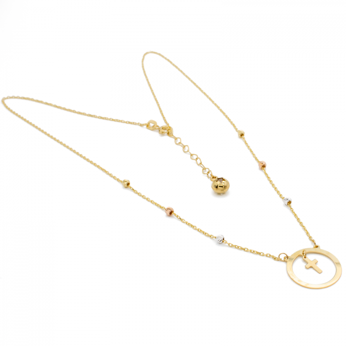 Colier Cerc, Cruce si Bile Aur 14k [2]