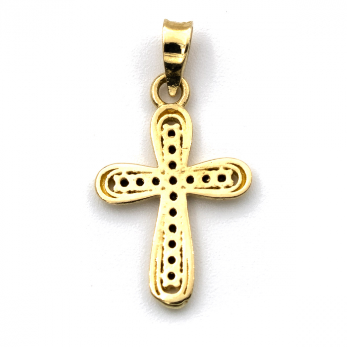 Cruce din aur galben 14K cu zirconii negre – model Noir [2]