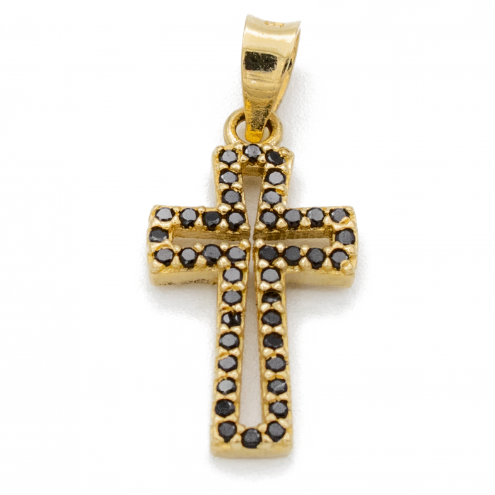 Cruce Pietre Negre Aur 14k [1]