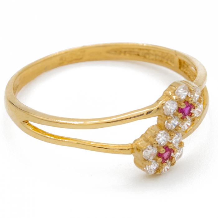 Inel 2 Floricele Aur 14k [3]
