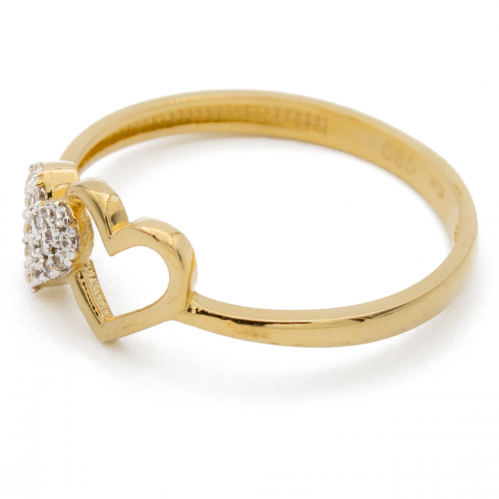 Inel Doua Inimi Aur 14k [2]