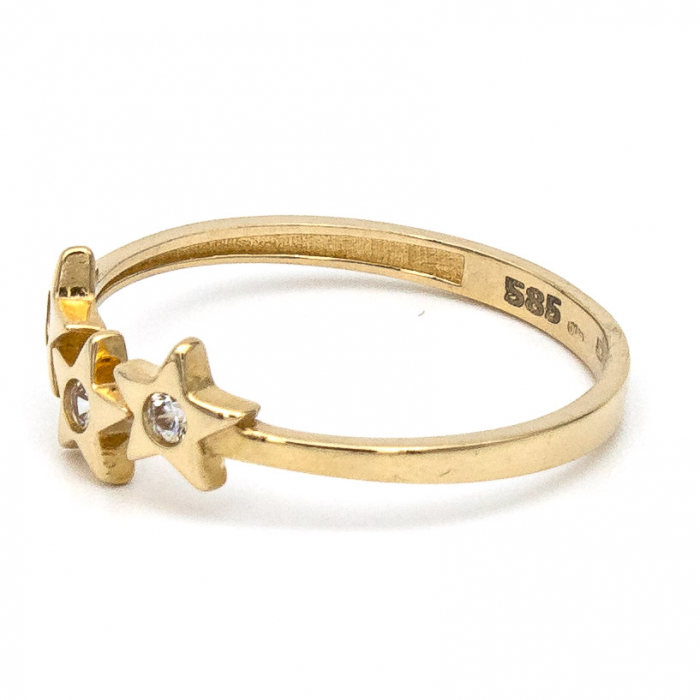 Inel din aur galben 14K cu trei steluțe –  GOLD PIC [5]