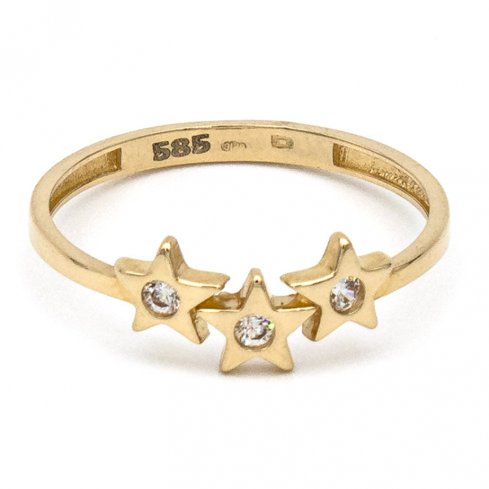 Inel din aur galben 14K cu trei steluțe –  GOLD PIC [1]