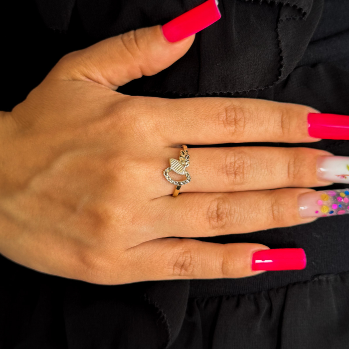 Inel aur galben 14K model frunze  – inel elegant inspirat din natură [2]