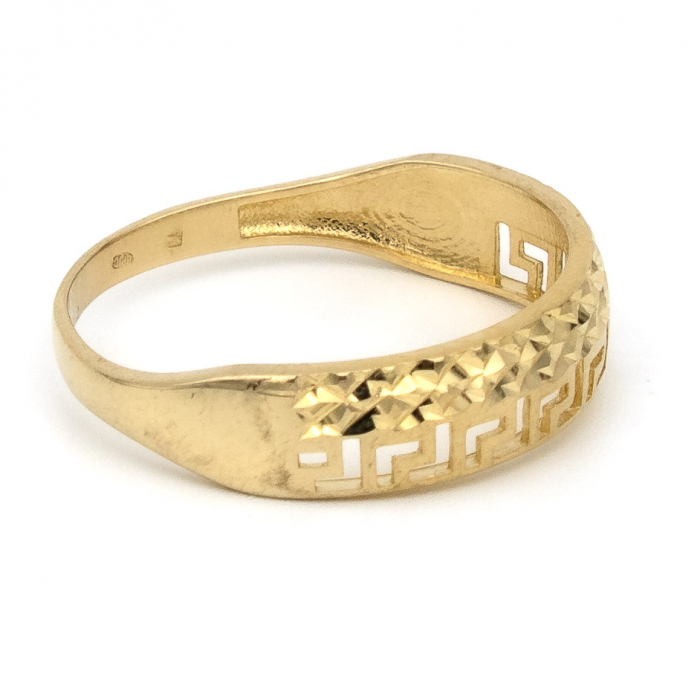 Inel aur galben 14K cu model labirint  – design grafic modern [6]