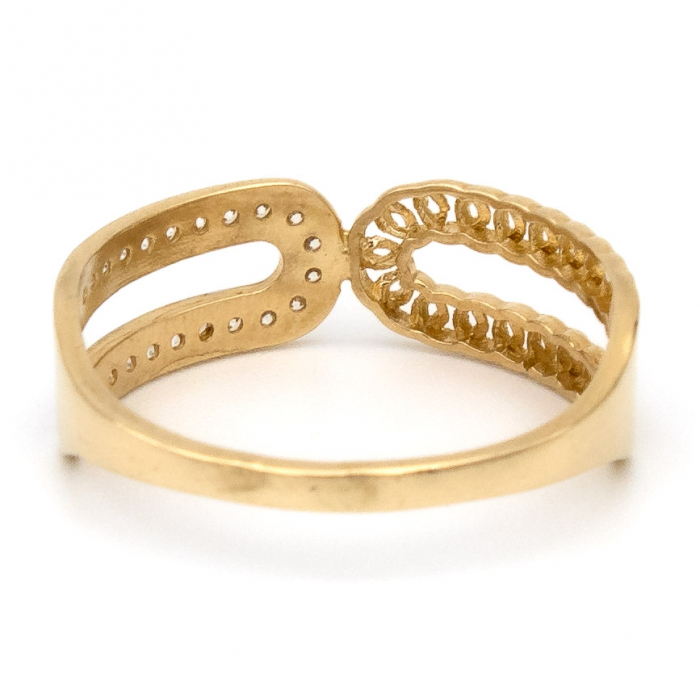 Inel Două Culori din aur galben și alb 14K cu zirconii – GOLD PIC [7]