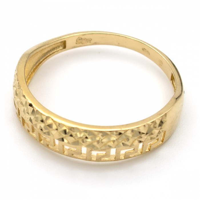 Inel aur galben 14K cu model labirint  – design grafic modern [4]