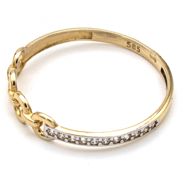 Inel aur galben 14K cu verigi și zirconii –  GOLD PIC [4]