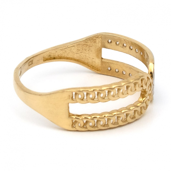 Inel Două Culori din aur galben și alb 14K cu zirconii – GOLD PIC [6]