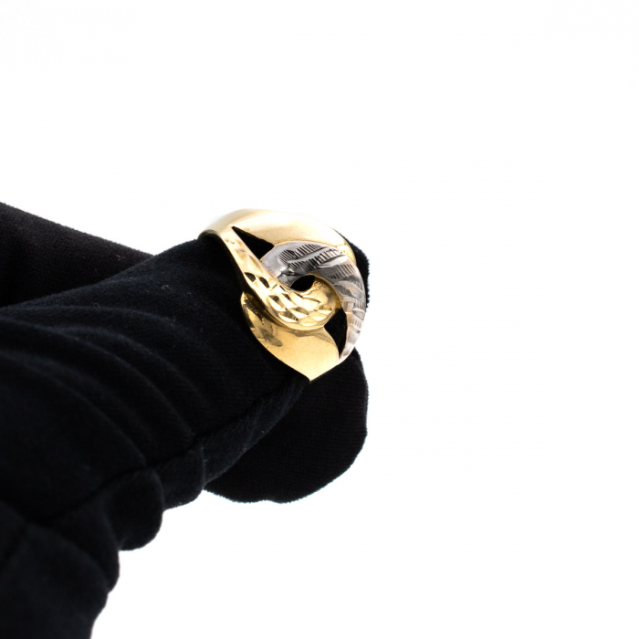 Inel răsucit din aur galben și alb 14K –  GOLD PIC [8]