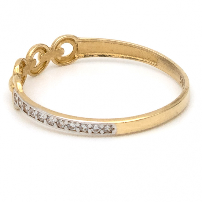 Inel aur galben 14K cu verigi și zirconii –  GOLD PIC [6]