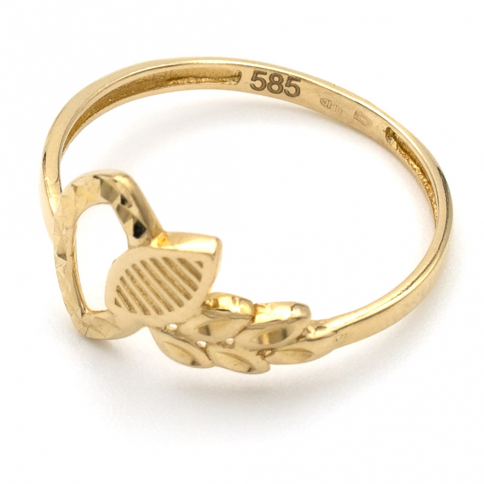 Inel aur galben 14K model frunze  – inel elegant inspirat din natură [4]