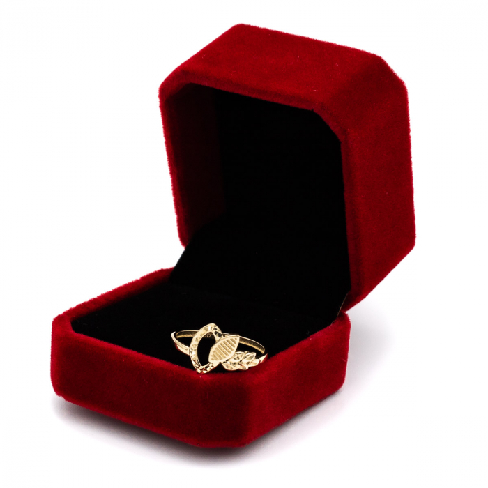 Inel aur galben 14K model frunze  – inel elegant inspirat din natură [3]
