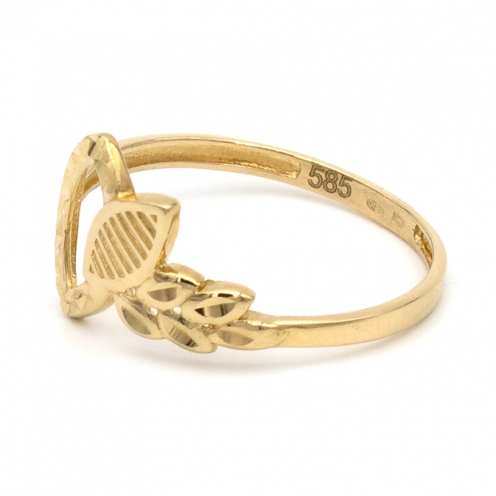 Inel aur galben 14K model frunze  – inel elegant inspirat din natură [5]