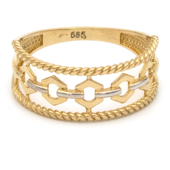 Inel aur galben 14K cu forme regale – detaliu elegant și feminin [1]