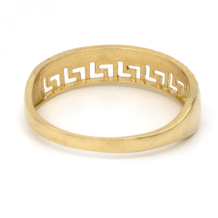Inel aur galben 14K cu model labirint  – design grafic modern [7]