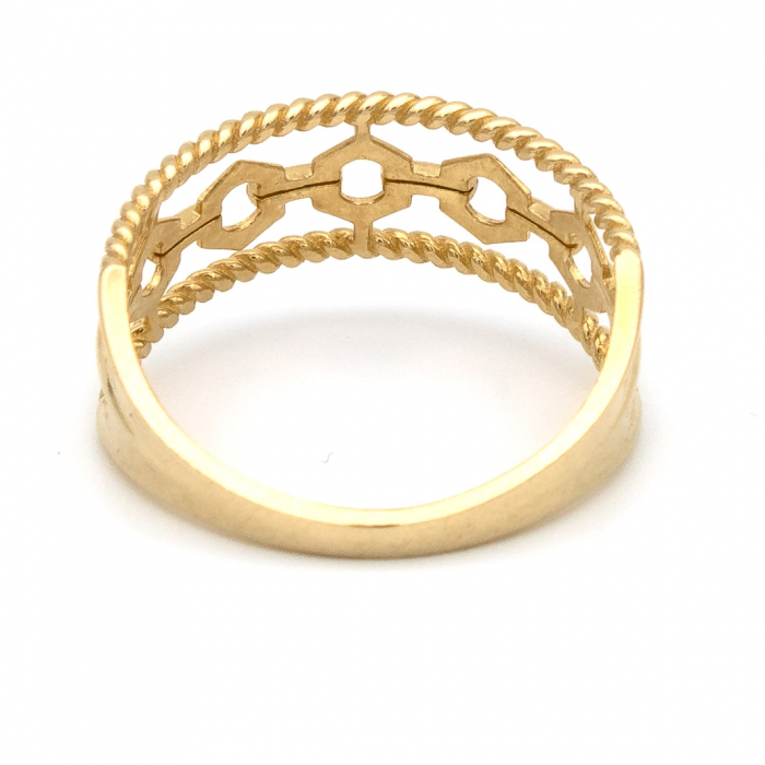 Inel aur galben 14K cu forme regale – detaliu elegant și feminin [7]