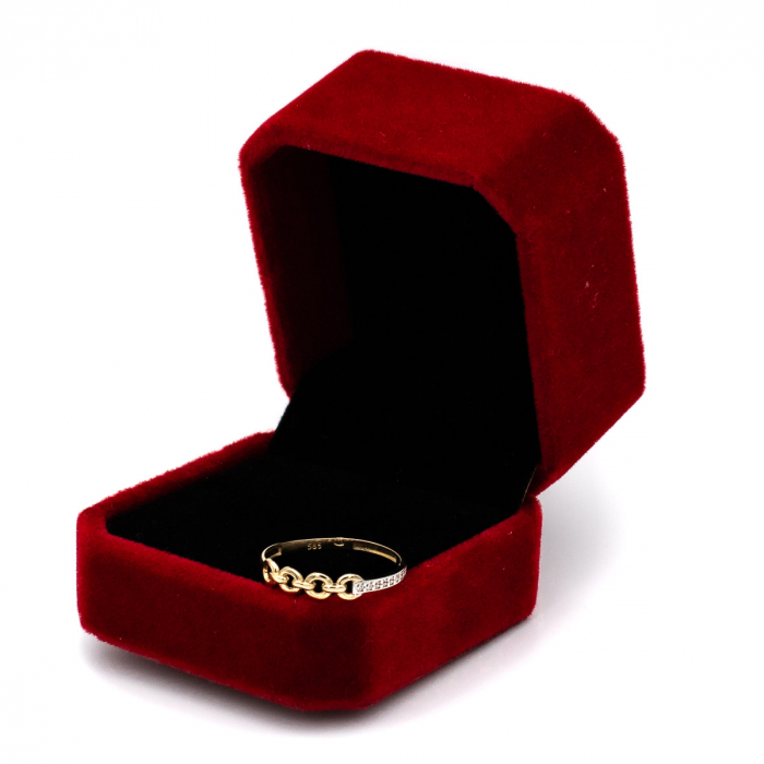 Inel aur galben 14K cu verigi și zirconii –  GOLD PIC [3]