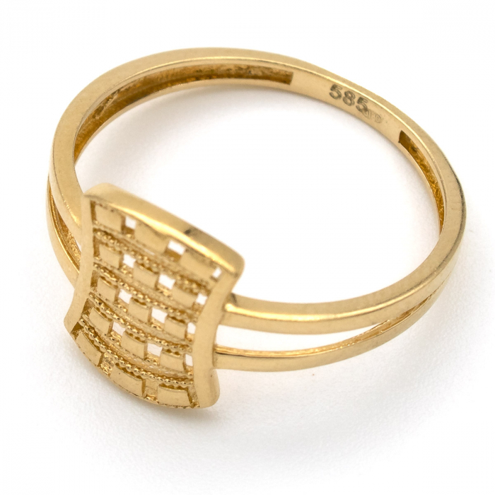 Inel aur galben 14K cu design geometric – bijuterie modernă [4]