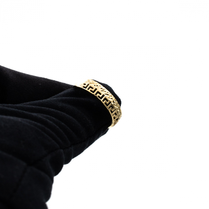 Inel aur galben 14K cu model labirint  – design grafic modern [8]