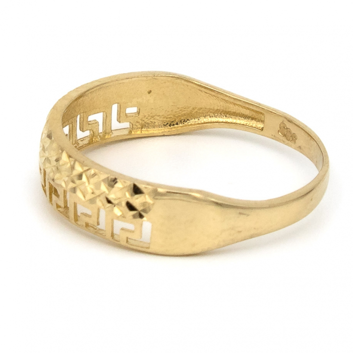 Inel aur galben 14K cu model labirint  – design grafic modern [5]