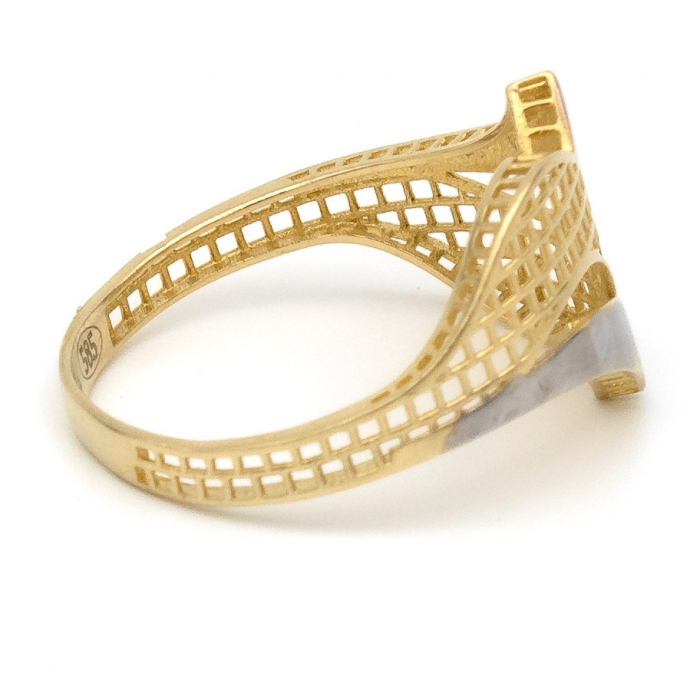 Inel aur galben și alb 14K cu formă ondulată – bijuterie modernă GOLD PIC [6]