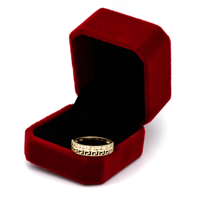 Inel aur galben 14K cu model labirint  – design grafic modern [3]