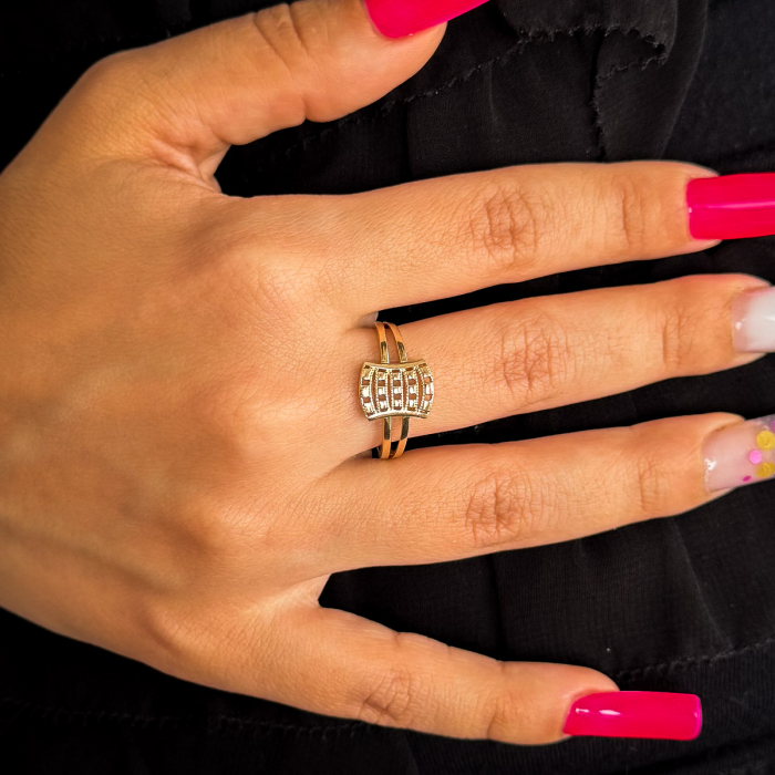 Inel aur galben 14K cu design geometric – bijuterie modernă [2]