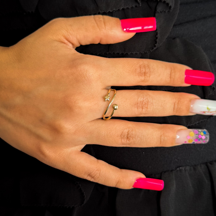 Inel aur galben 14K cu stea și bilă – design minimalist GOLD PIC [2]