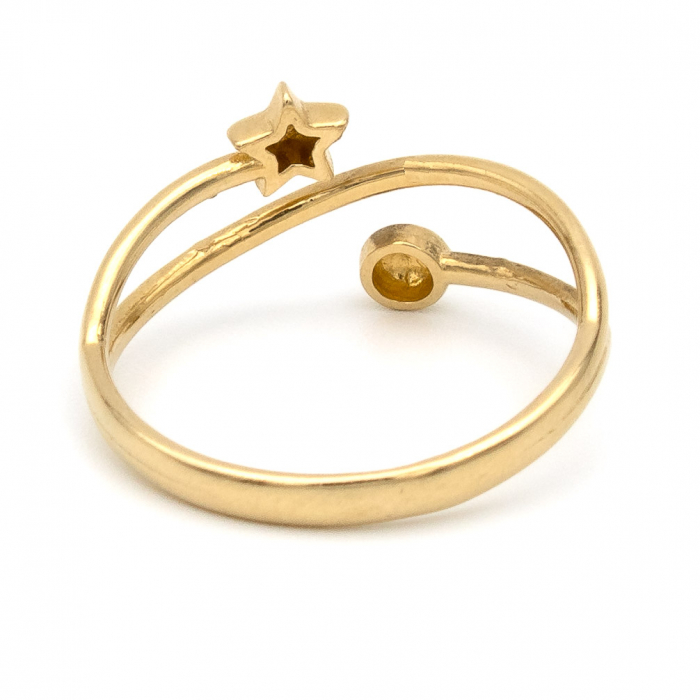 Inel aur galben 14K cu stea și bilă – design minimalist GOLD PIC [7]