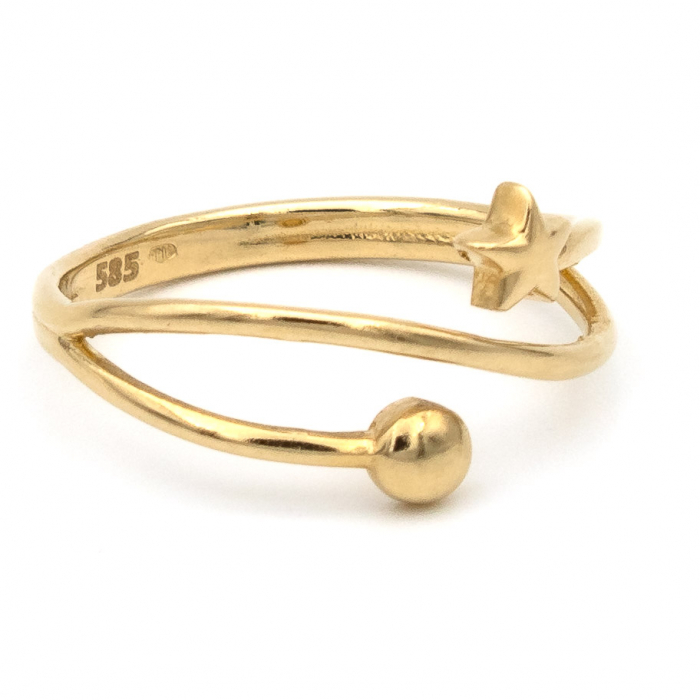 Inel aur galben 14K cu stea și bilă – design minimalist GOLD PIC [6]