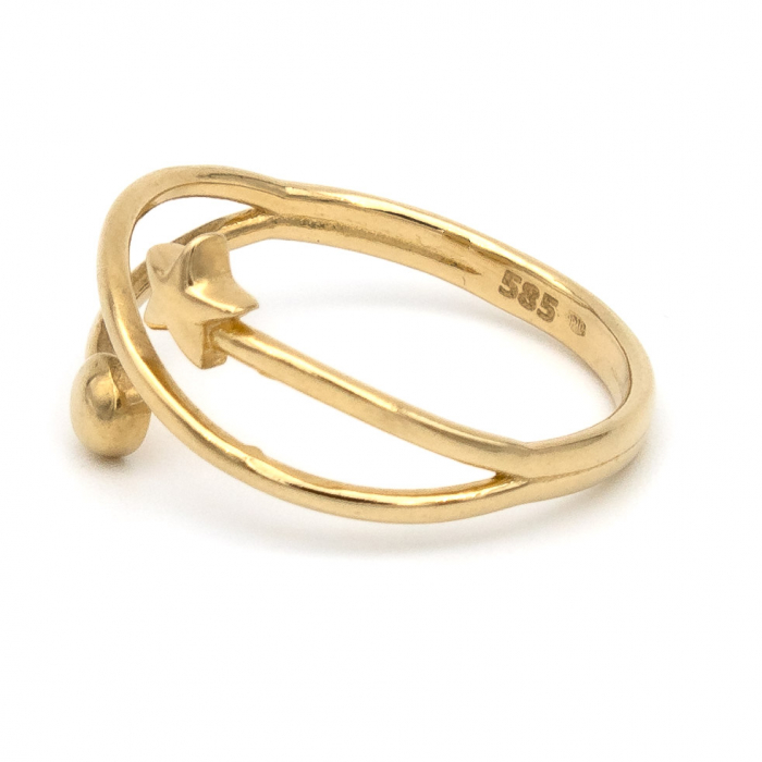 Inel aur galben 14K cu stea și bilă – design minimalist GOLD PIC [5]