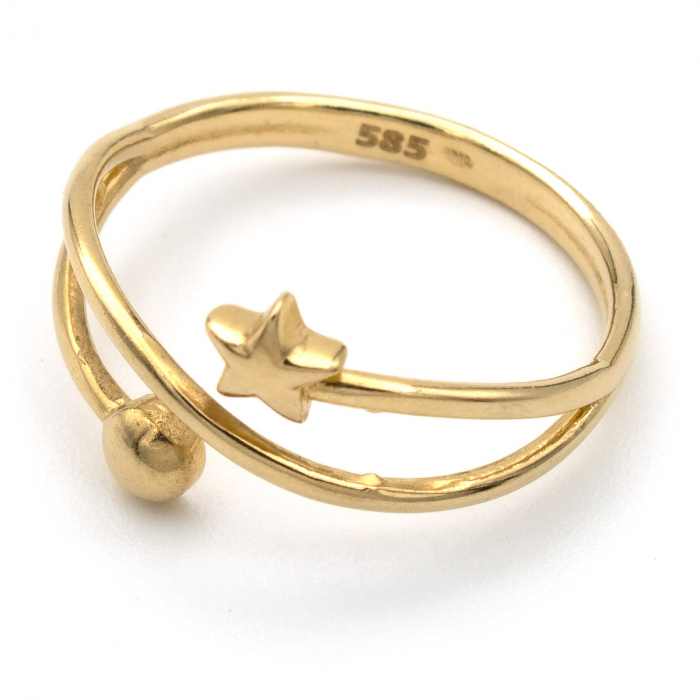 Inel aur galben 14K cu stea și bilă – design minimalist GOLD PIC [4]