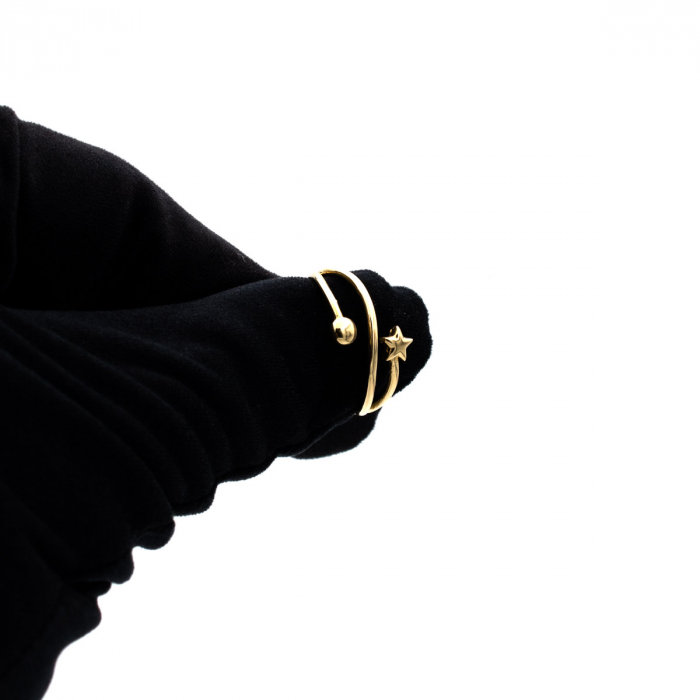 Inel aur galben 14K cu stea și bilă – design minimalist GOLD PIC [8]