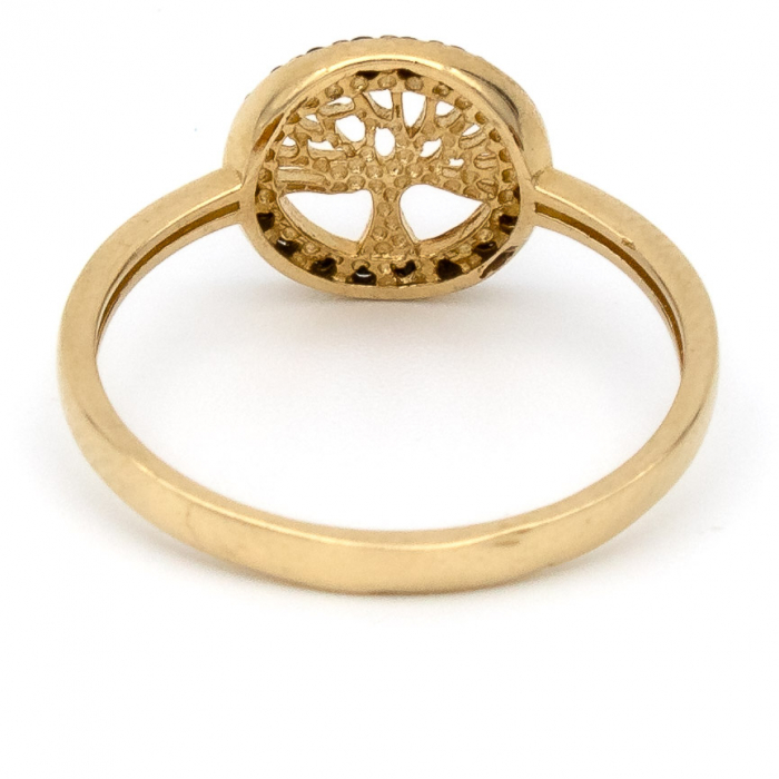 Inel Copacul Vieții din aur galben 14K cu zirconii negre – GOLD PIC [7]