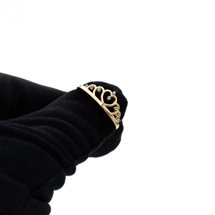 Inel aur galben 14K cu design de coroană – bijuterie GOLD PIC [8]