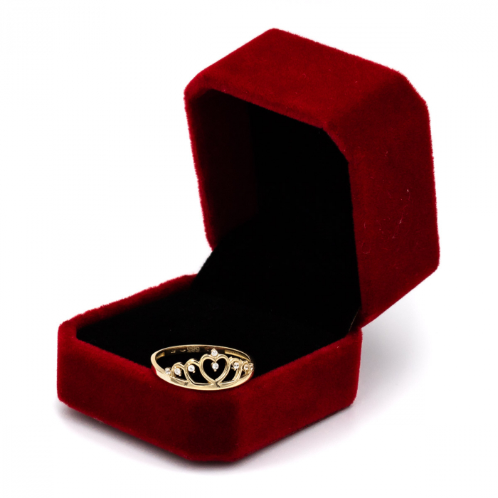 Inel aur galben 14K cu design de coroană – bijuterie GOLD PIC [3]