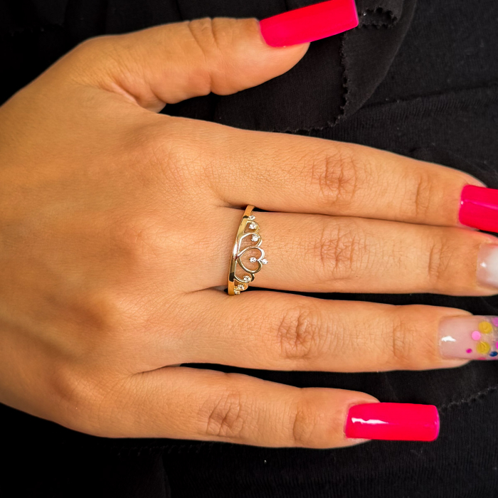 Inel aur galben 14K cu design de coroană – bijuterie GOLD PIC [2]