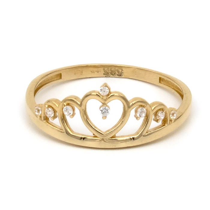 Inel aur galben 14K cu design de coroană – bijuterie GOLD PIC [1]