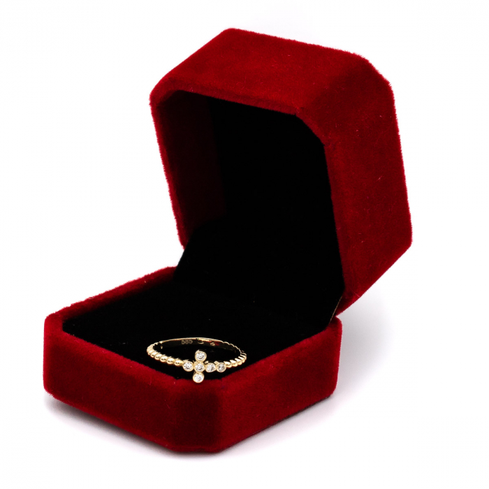 Inel aur galben 14K cu cruce și bile  – bijuterie simbolică GOLD PIC [3]