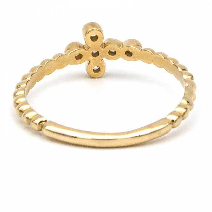 Inel aur galben 14K cu cruce și bile  – bijuterie simbolică GOLD PIC [7]