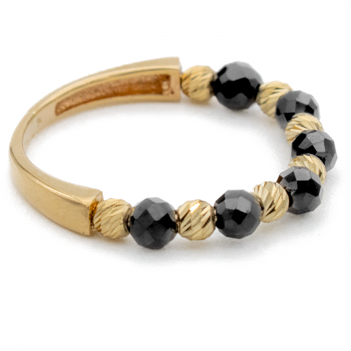 Inel cu Bile Negre Onix Aur 14k [2]