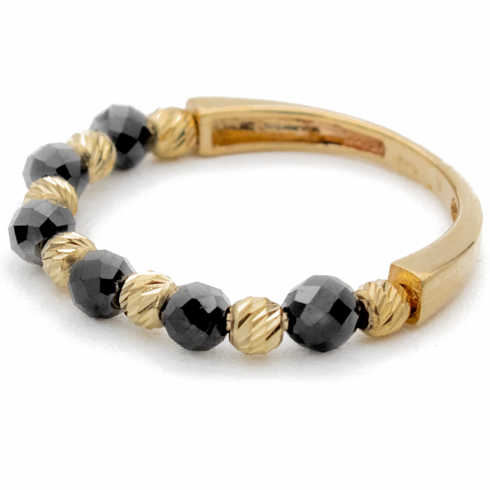Inel cu Bile Negre Onix Aur 14k [3]