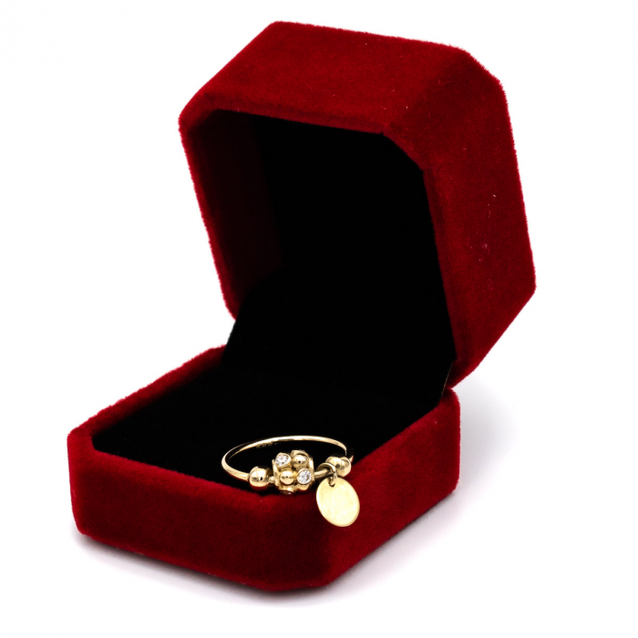 Inel aur galben 14K cu charm rotund tip bănuț – GOLD PIC [3]