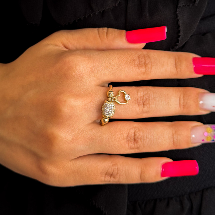 Inel cu Charm Inimă din aur galben 14K – GOLD PIC [2]