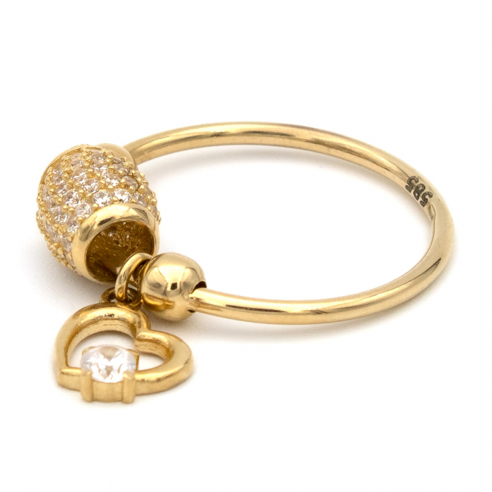 Inel cu Charm Inimă din aur galben 14K – GOLD PIC [5]