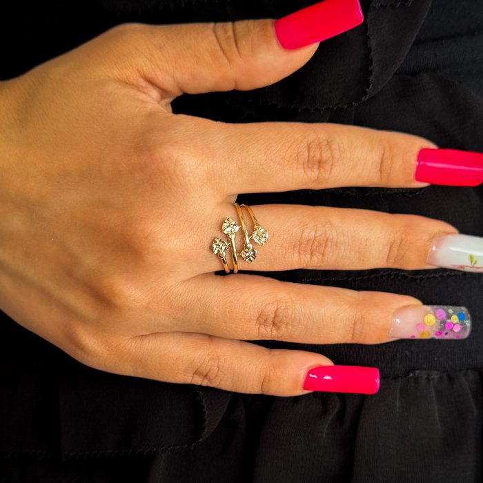 Inel din aur galben 14K cu patru inimi – bijuterie GOLD PIC [2]