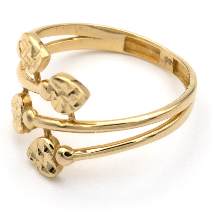 Inel din aur galben 14K cu patru inimi – bijuterie GOLD PIC [4]