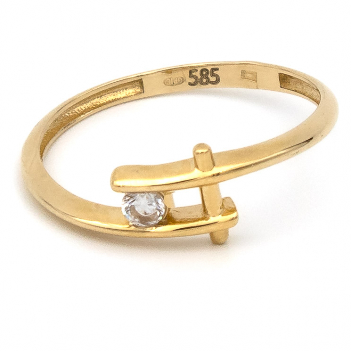 Inel elegant aur galben 14K cu piatră zirconia – GOLD PIC [1]