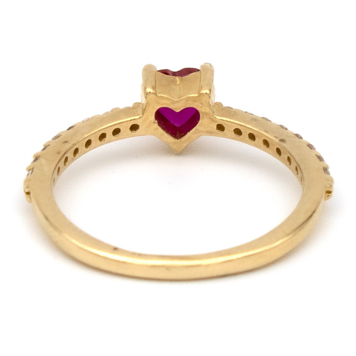 Inel cu piatră în formă de inimă din aur galben 14K – GOLD PIC [7]